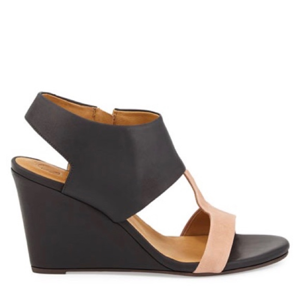 Coclico jojo leather wedge sandal cut out black - Picture 1 of 8